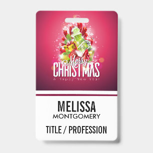 Modern Red Christmas Graphic Illustration Badge