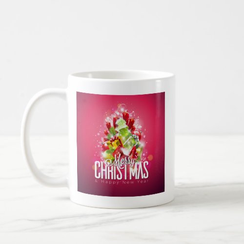 Modern Red Christmas Graphic Illustration Coffee Mug