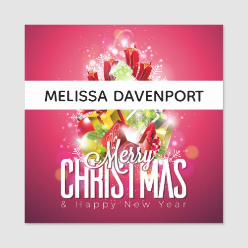Modern Red Christmas Graphic Illustration Name Tag