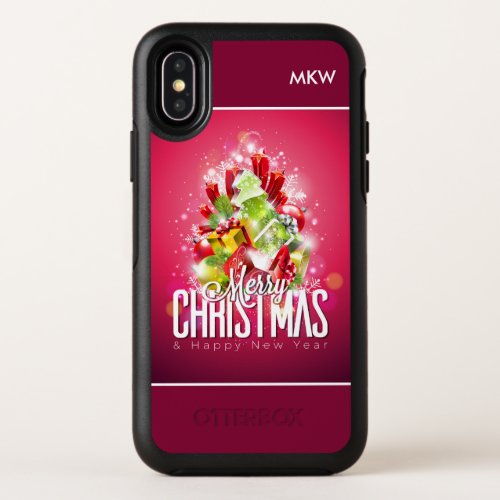Modern Red Christmas Graphic Illustration OtterBox Symmetry iPhone X Case