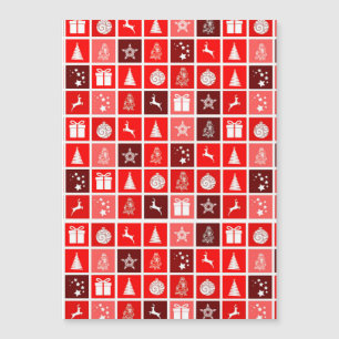 Modern Red Christmas Grid Pattern Minimalist 
