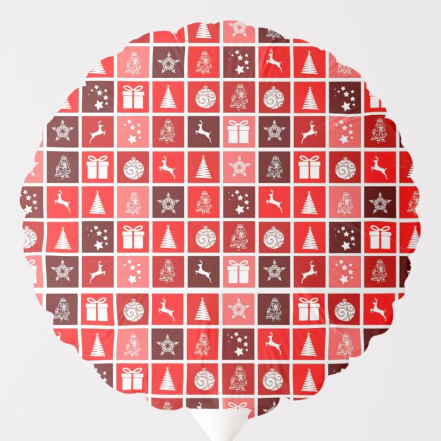 Modern Red Christmas Grid Pattern Minimalist  Balloon (Front)
