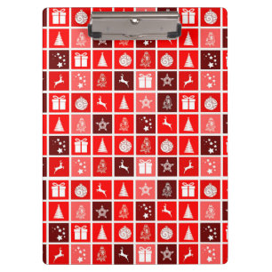 Modern Red Christmas Grid Pattern Minimalist  Clipboard