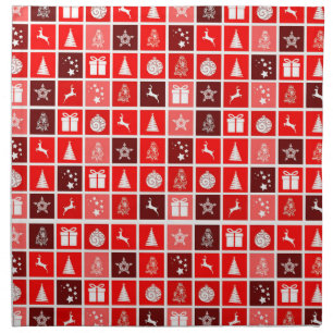 Modern Red Christmas Grid Pattern Minimalist  Cloth Napkin