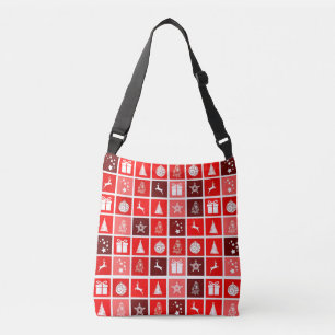 Modern Red Christmas Grid Pattern Minimalist Crossbody Bag