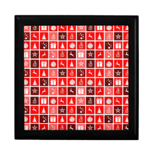 Modern Red Christmas Grid Pattern Minimalist Gift Box