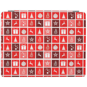 Modern Red Christmas Grid Pattern Minimalist  iPad Smart Cover