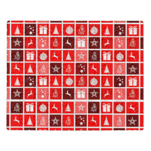 Modern Red Christmas Grid Pattern Minimalist  Jigsaw Puzzle