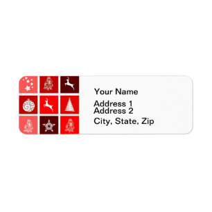 Modern Red Christmas Grid Pattern Minimalist  Label