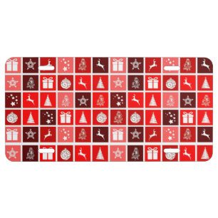 Modern Red Christmas Grid Pattern Minimalist License Plate