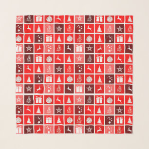 Modern Red Christmas Grid Pattern Minimalist  Scarf