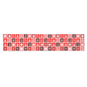 Modern Red Christmas Grid Pattern Minimalist Short Table Runner