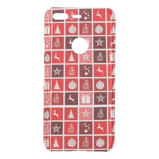 Modern Red Christmas Grid Pattern Minimalist  Uncommon Google Pixel Case (Back)