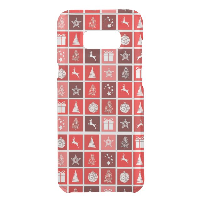 Modern Red Christmas Grid Pattern Minimalist  Uncommon Samsung Galaxy Case (Back)