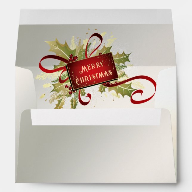 Modern Red Christmas Holiday Envelope (Back (Bottom))