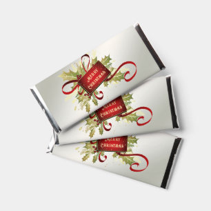 Modern Red Christmas Holiday Hershey Bar Favors