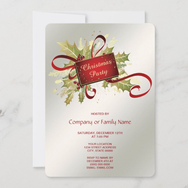 Modern Red Christmas Holiday Party Invitation (Front)