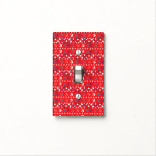 Modern Red Christmas Holiday snowflake pattern Light Switch Cover