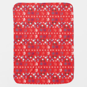 Modern Red Christmas Holiday snowflake pattern Stroller Blanket