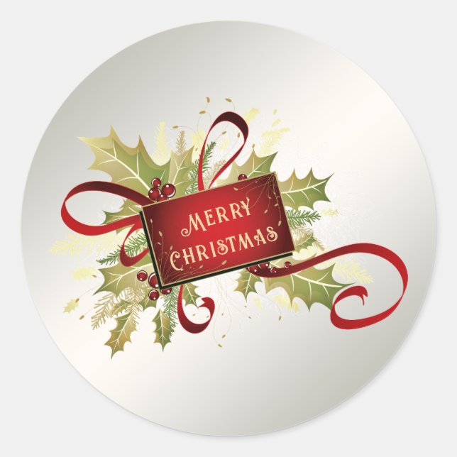 Modern Red Christmas Holiday Sticker (Front)