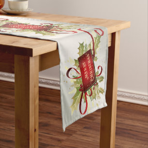 Modern Red Christmas Holiday Table Runner