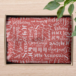 Modern Red Christmas Holiday Typography Tissue Paper