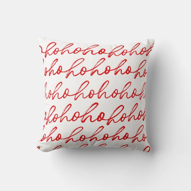 Modern Red Christmas Script Pattern  Throw Pillow (Front)