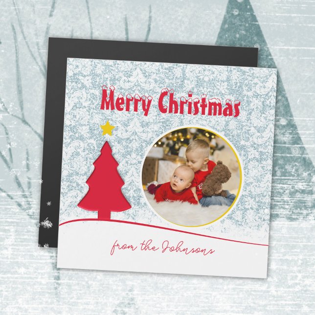 Modern Red Christmas Tree Photo Keepsake (Cute Christmas Photo Tree Holiday Magnet ©Susanne Sachers - Sunny Mind Design 🌞)