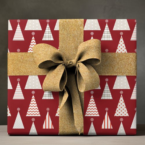 Modern Red Christmas Tree Stylish Festive Holiday Wrapping Paper