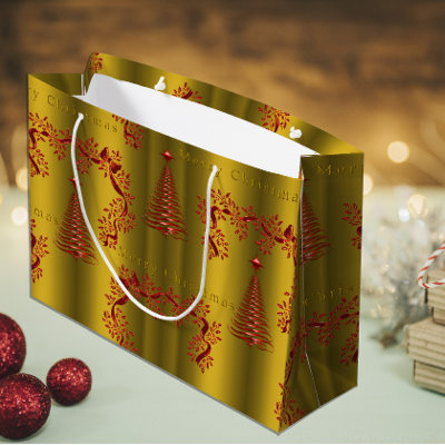 Modern Red Christmas Trees on Gold