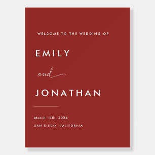 Modern Red Christmas Wedding Welcome Sign