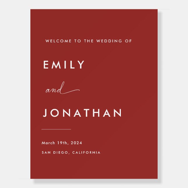 Modern Red Christmas Wedding Welcome Sign (Front)