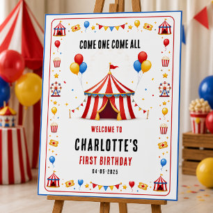 Modern Red Circus Ticket 1st Birthday Any Gender Foam Board