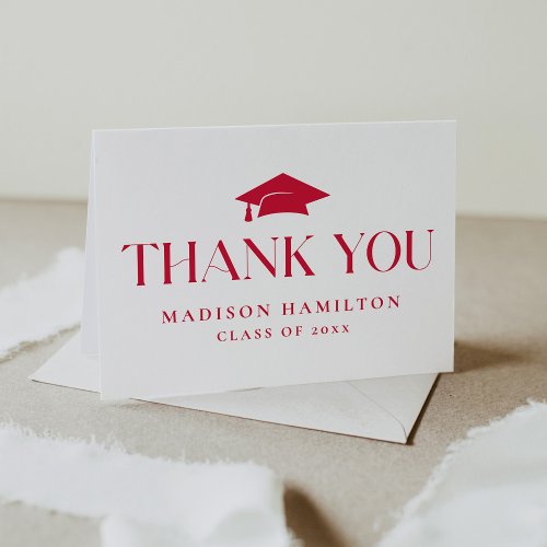 Modern Red Class of 2024 Graduation Thank You Card