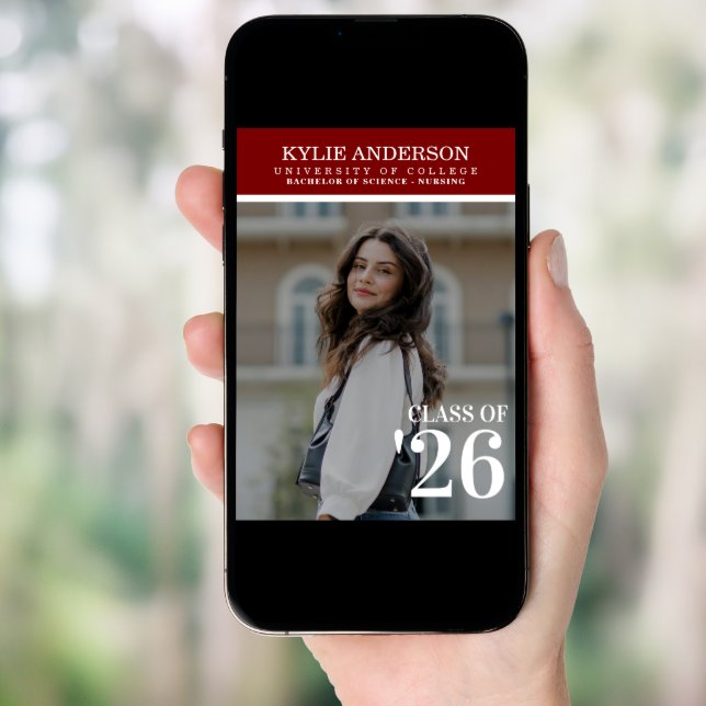 Modern Red College Graduation Senior Photo Invitation (Front Digital)