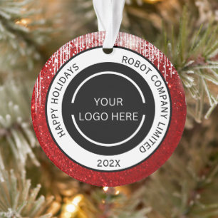 Modern Red Company Logo and Name Ornament