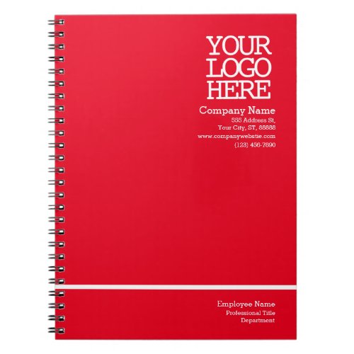 Modern Red Company Logo  Personalized Employee Notebook