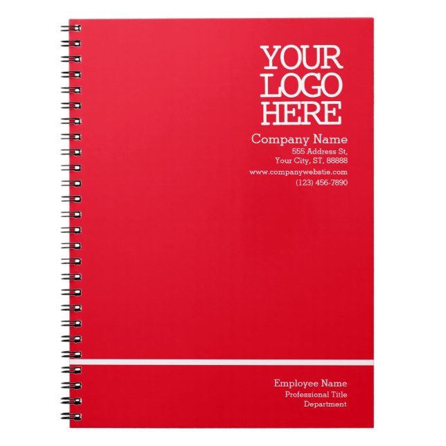 Modern Red Company Logo | Personalized Employee Notebook (Front)