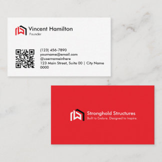 Modern Red Construction Bold Professional Business Card
