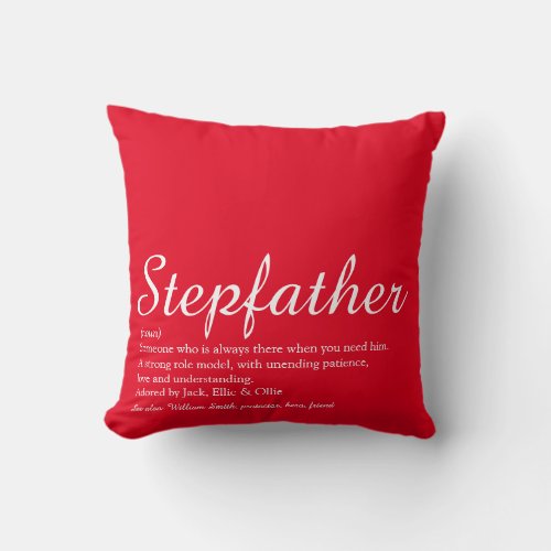 Modern Red Cool Best Ever Stepfather Stepdad Throw Pillow