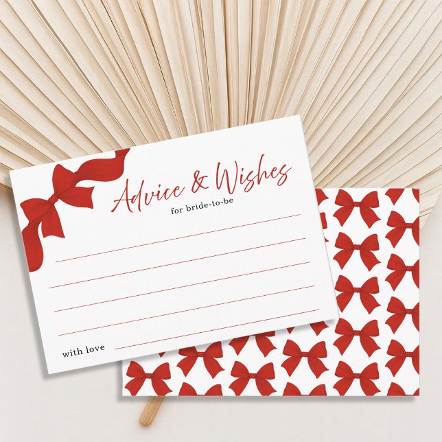 Modern Red Coquette Bow Advice and Wishes Card (Creator Uploaded)