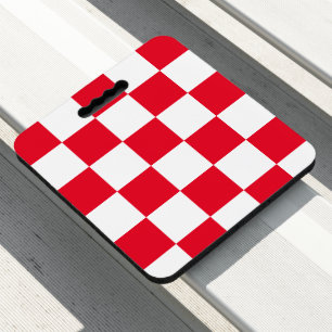 Modern Red Croatian Checkered Pattern Seat Cushion