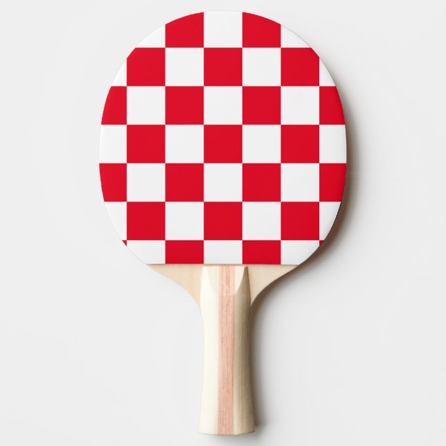 Modern Red Croatian Geometric Checker Ping Pong Paddle (Front)