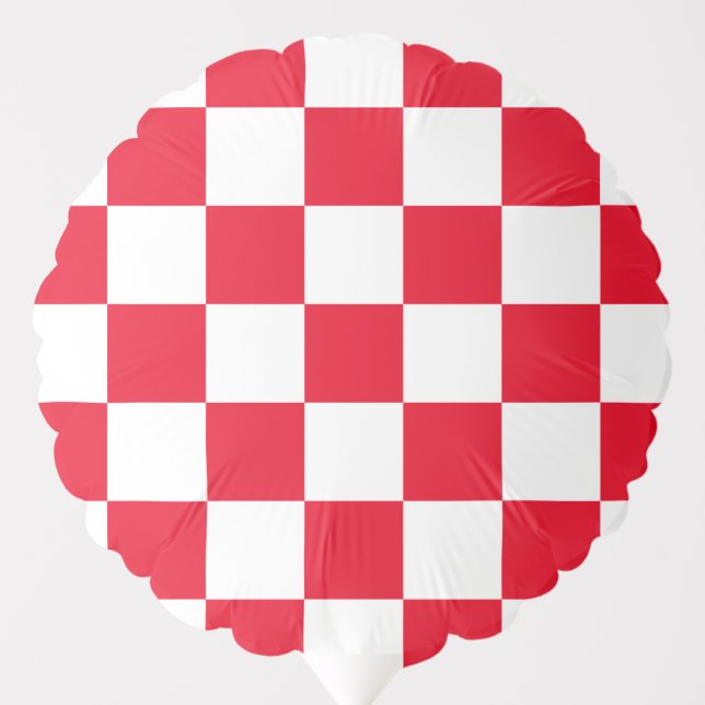 Modern Red Croatian Geometric Checkerboard Balloon (Front)