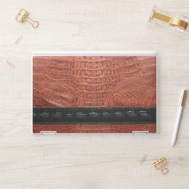 Modern Red Crocodile HP Laptop Skin (Desk)