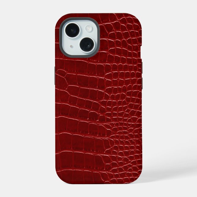 Modern Red Crocodile iPhone 15 Case (Back)