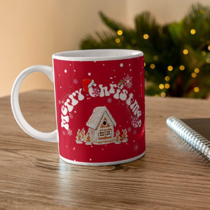 Modern Red Curved Graffiti Merry Christmas Coffee Mug