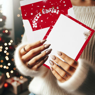 Modern Red Curved Graffiti Merry Christmas Envelope