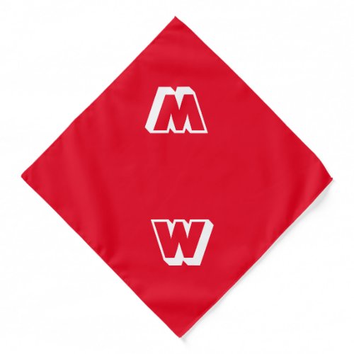 Modern red custom monogram initial cute dog  bandana