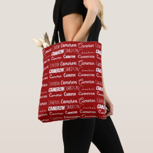 Modern Red Customized Name Collage Tote Bag